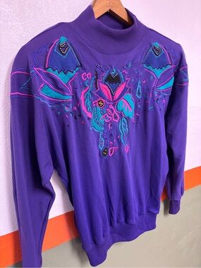 Purple Stephanie Retro 90s Grandma Sweater